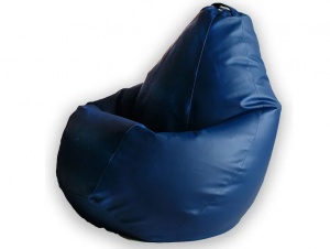 Кресло-мешок Груша синий, экокожа, XL