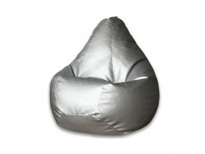 Кресло-мешок Груша серебристый, экокожа, XL
