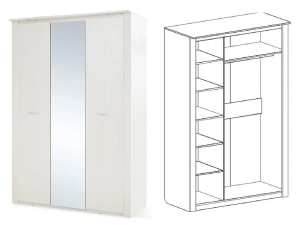Шкаф 3-дверный с зеркалом Элана, бодега белая
