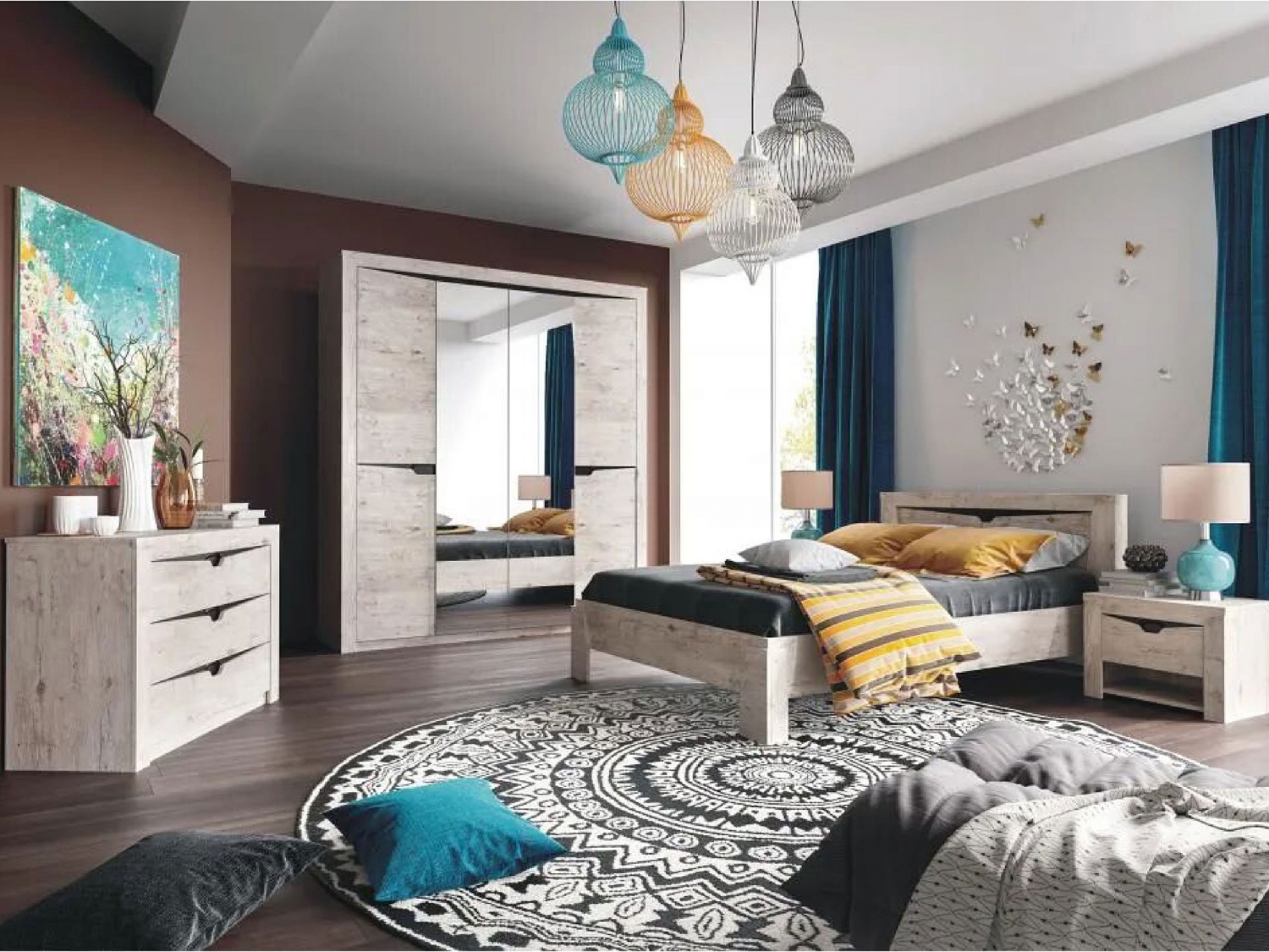 Шкаф 4-х дверный с зеркалом Соренто купить в Москве