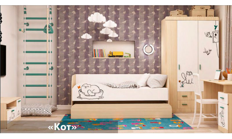 Модульная детская Кот Комплект 1 купить в Москве