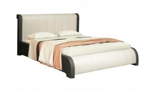 Кровать Калипсо ш. 1600 (кож.зам. поло перламутр милк/кож. зам. серый)
