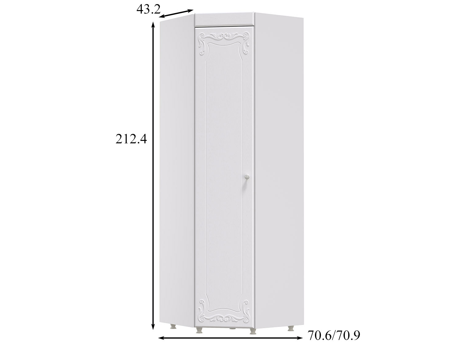 Шкаф угловой (гл.410) Италия ИТ-65 белое дерево купить в Москве