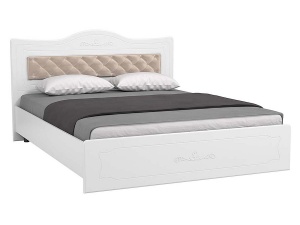 Кровать 1600 с мягким элементом Италия ИТ-9 + ИТ-9А белое дерево