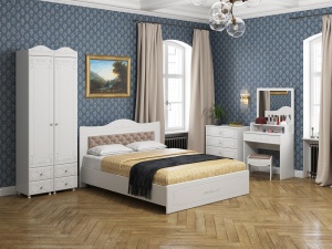 Спальня Италия-2 мягкая спинка белое дерево