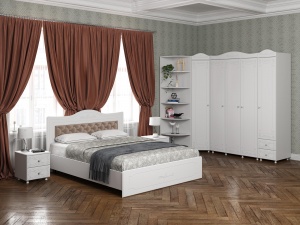 Спальня Италия-3 мягкая спинка белое дерево
