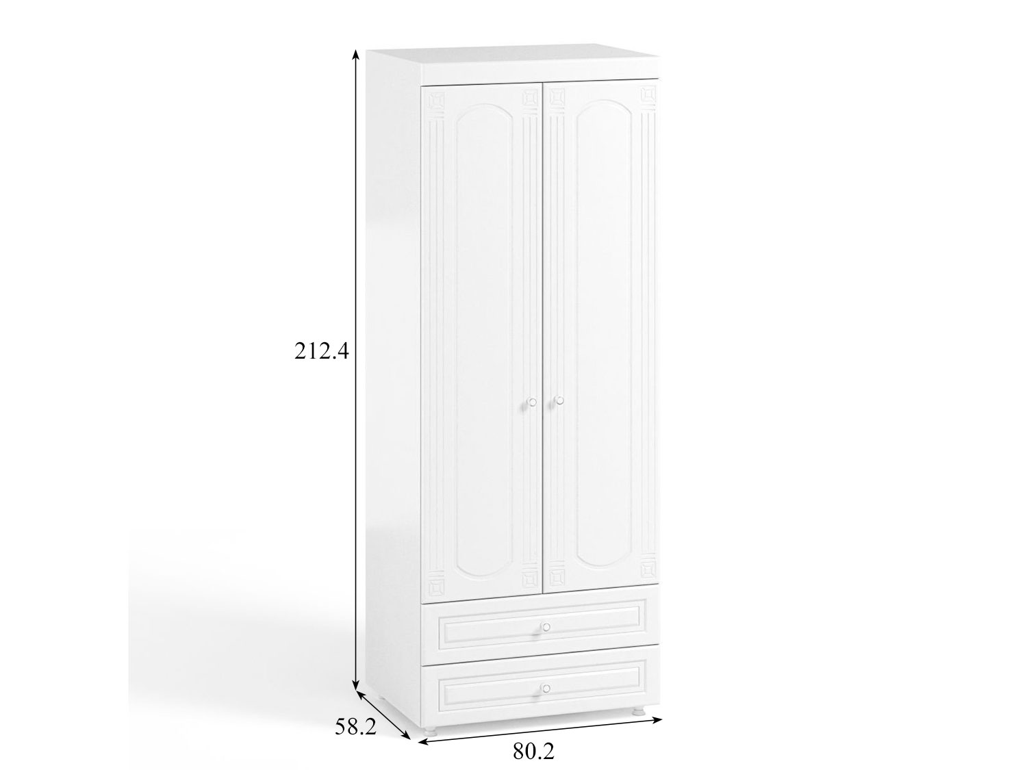 Шкаф 2-х дверный с ящиками (гл.560) Афина АФ-49 белое дерево АРХИВ купить в Москве
