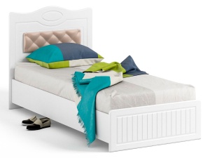 Кровать 900 с настилом и мягким элементом Монако МН-10 + МН-10А белое дерево