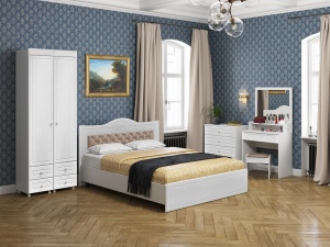 Спальня Монако-2 мягкая спинка белое дерево