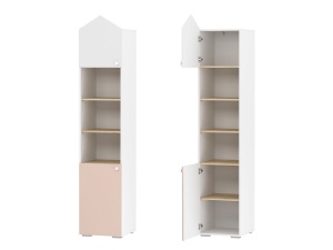 Шкаф для книг Банни НМ 041.44, левый, Бисквит + Белый + Дуб сонома