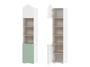 Шкаф для книг Банни НМ 041.44, левый, Макарун + Белый + Дуб сонома