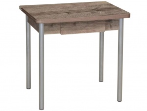Стол обеденный раскладной с ящиком Эко, Дуб веллингтон + Серебристый металлик