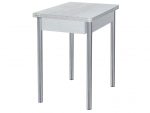 Стол обеденный раскладной Глайдер, Бетон пайн белый + Серебристый металлик