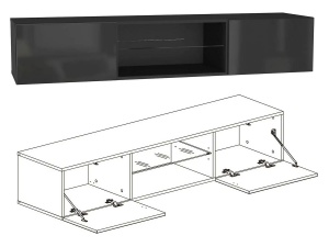 Шкаф навесной ТИП-33 Point (Поинт), черный + черный глянец