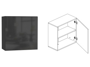 Шкаф навесной ТИП-60 Point (Поинт), черный + черный глянец