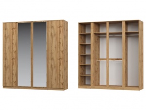 Шкаф 4-х дверный с зеркалом Stern (Штерн), дуб вотан