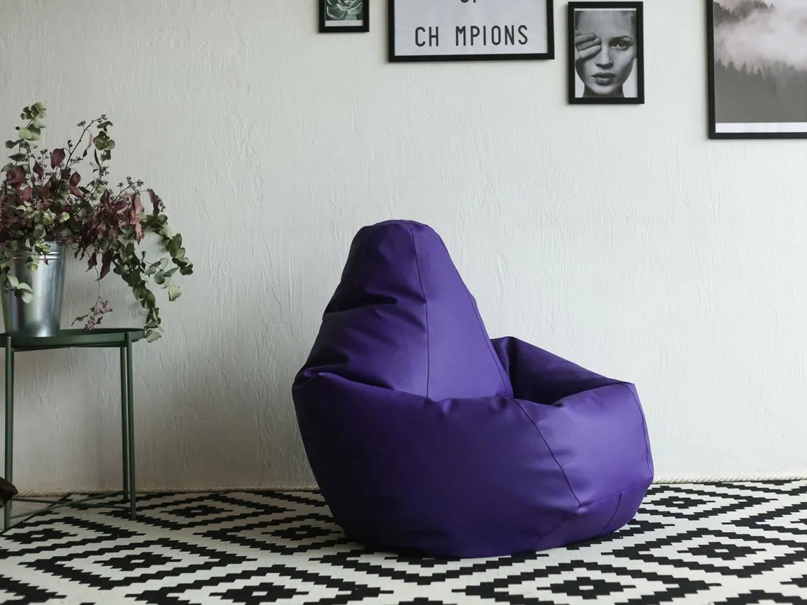 Кресло-мешок Груша фиолетовый, экокожа, 2XL купить в Москве