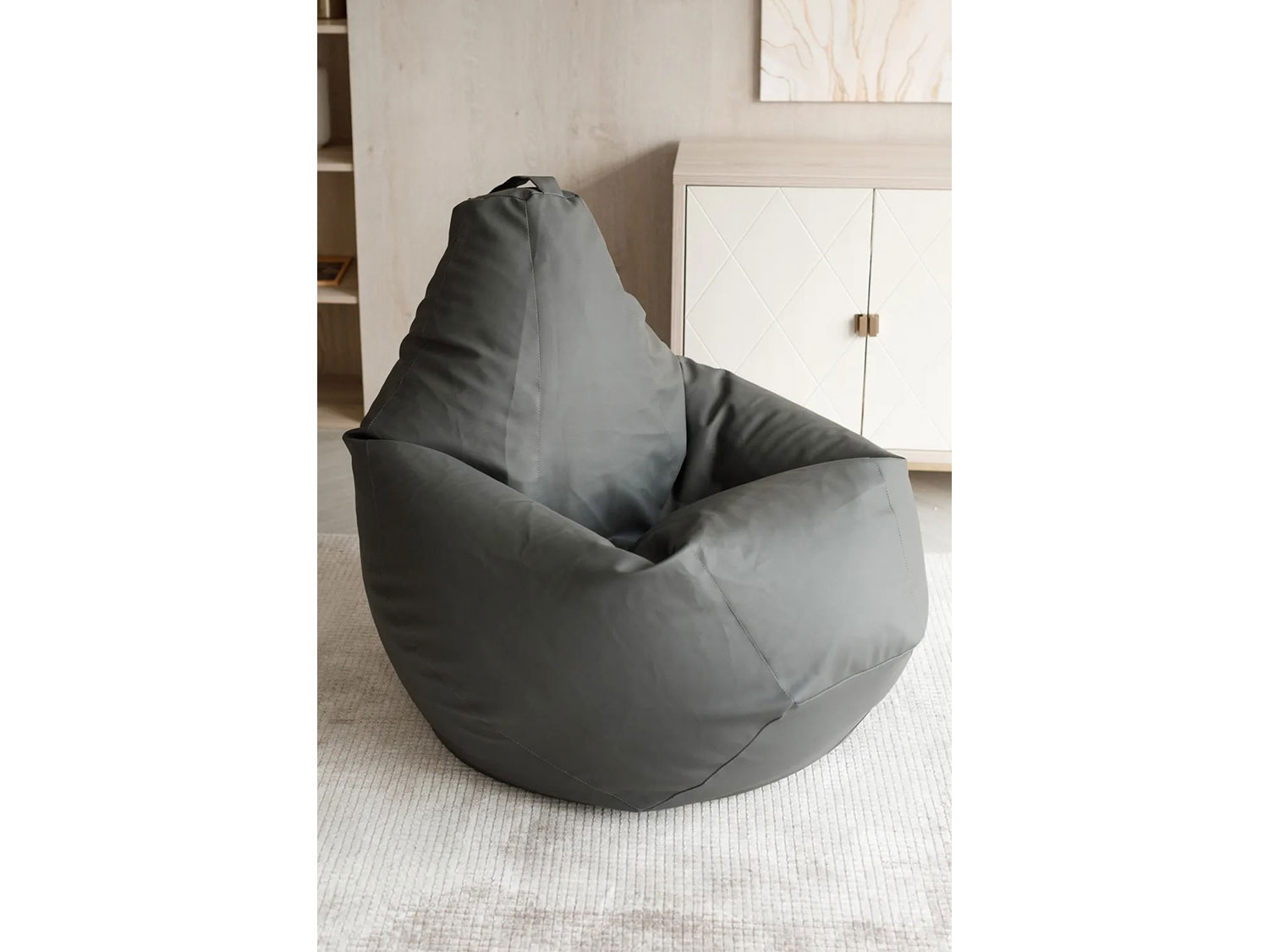 Кресло-мешок Груша серый, экокожа, 2XL купить в Москве