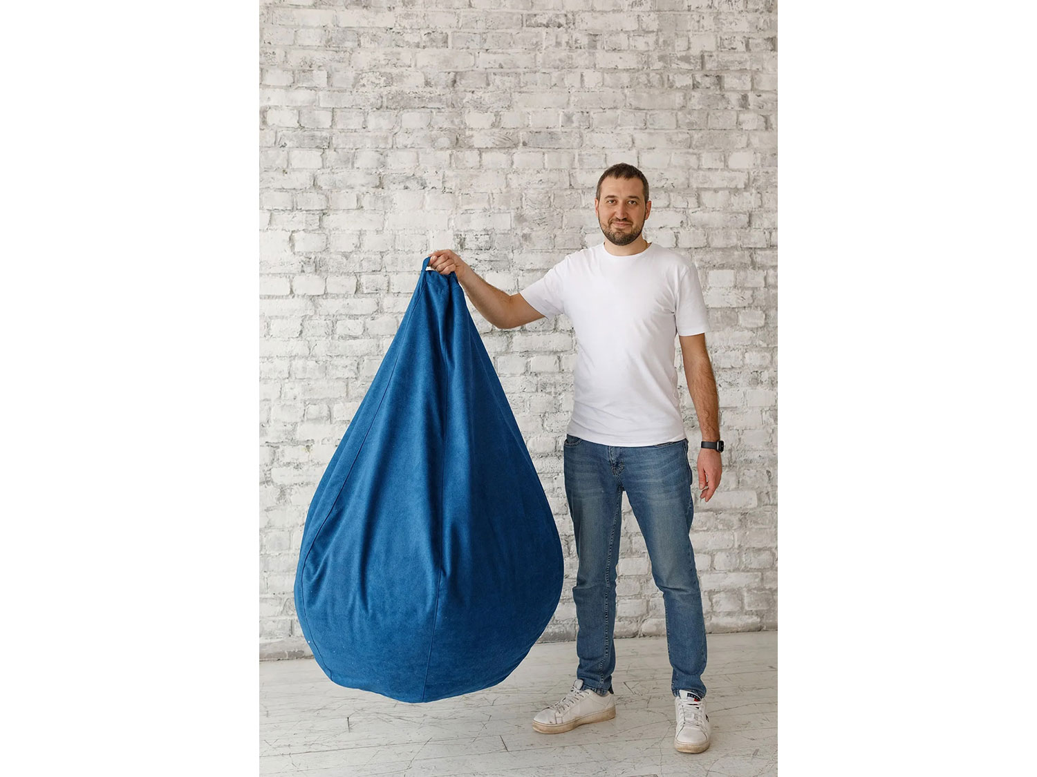 Кресло-мешок Груша синий, велюр, 3XL купить в Москве