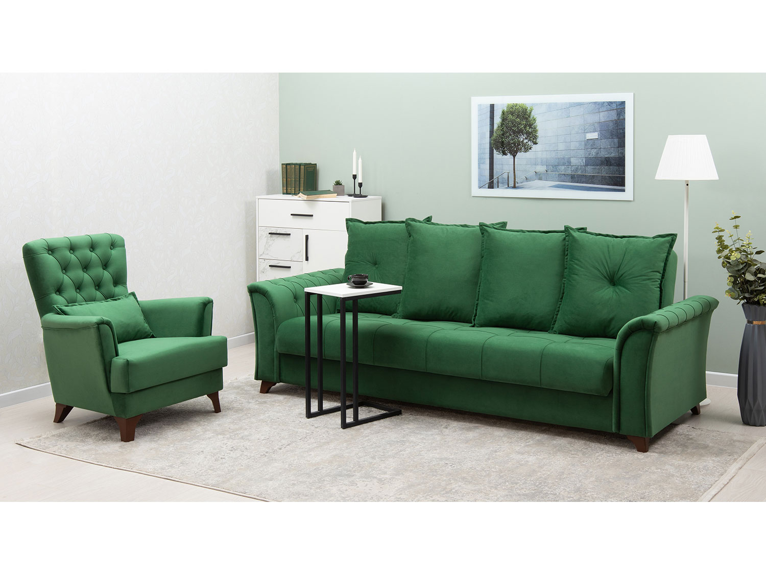 Диван Ирис арт. ТД 579 (велюр Tenerife deep grass) купить в Москве
