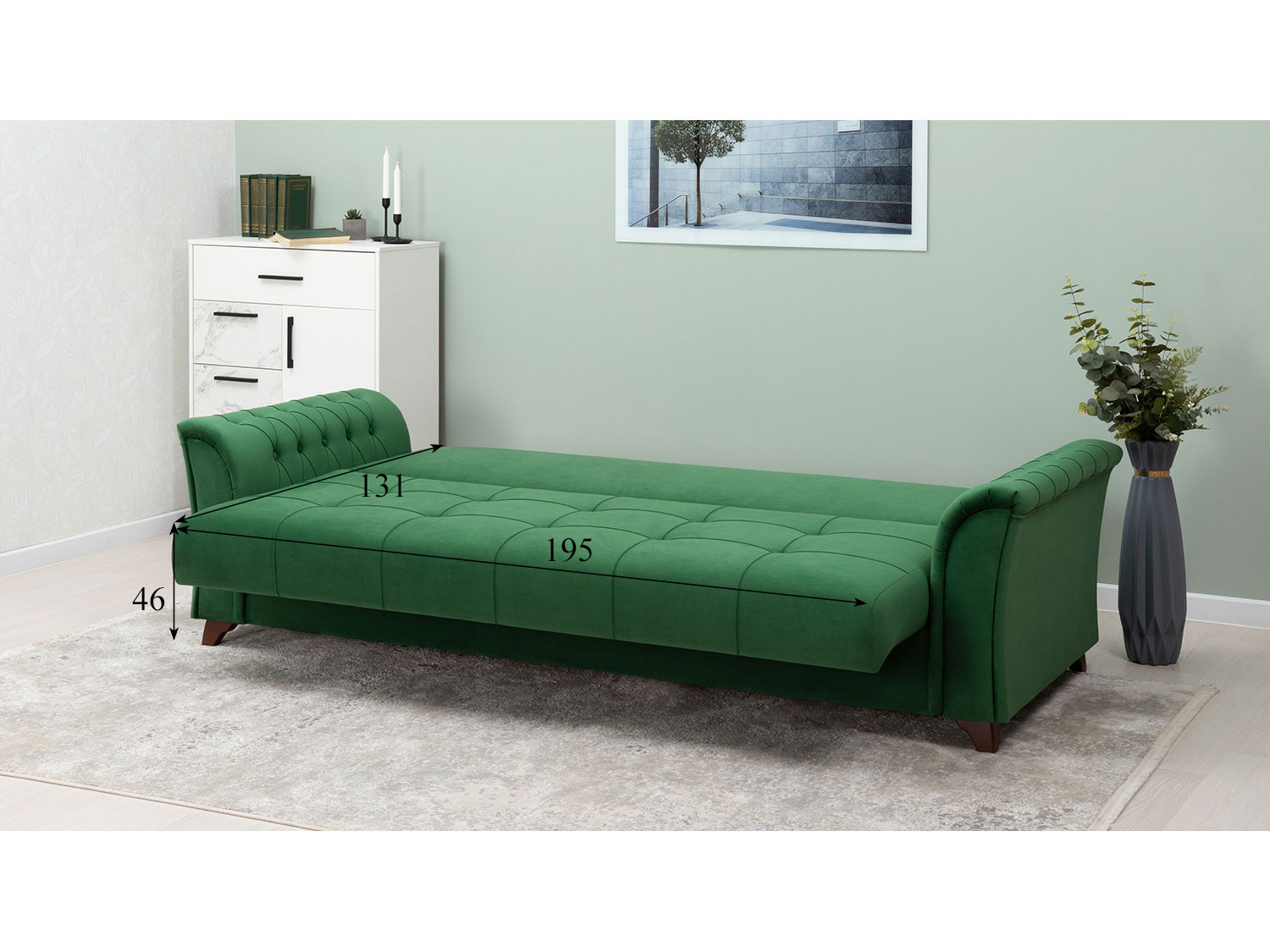 Диван Ирис арт. ТД 579 (велюр Tenerife deep grass) купить в Москве