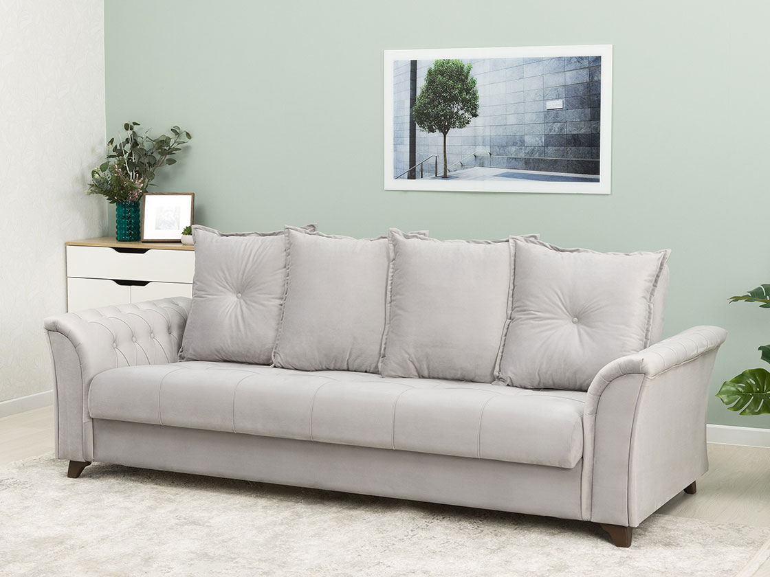Диван Ирис арт. ТД 580 (велюр Tenerife silver) купить в Москве