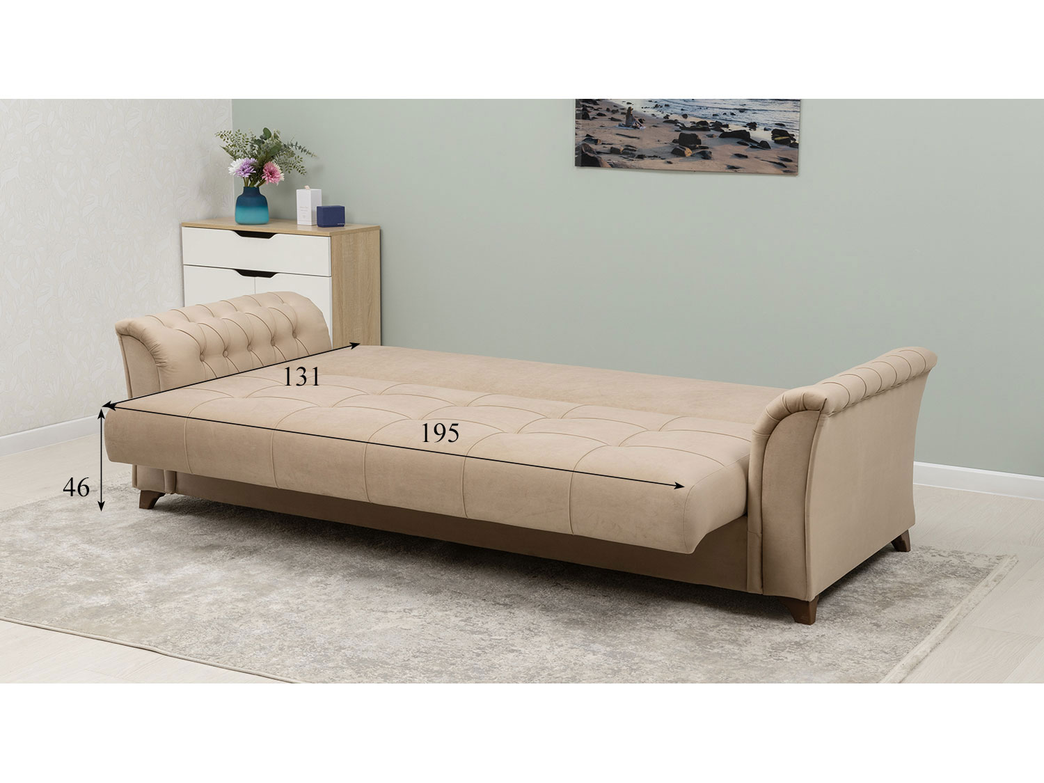 Диван Ирис арт. ТД 581 (велюр Tenerife latte) купить в Москве