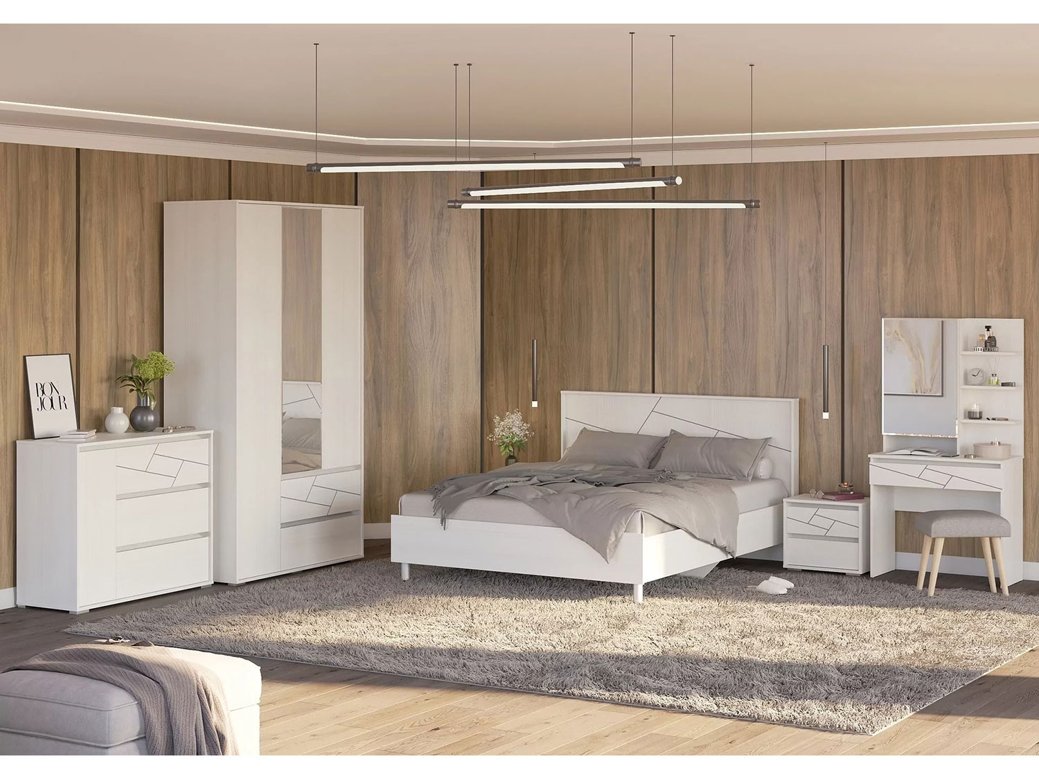 Комод с тремя ящиками АДЕЛИНА 4-4432, рамух белый купить в Москве