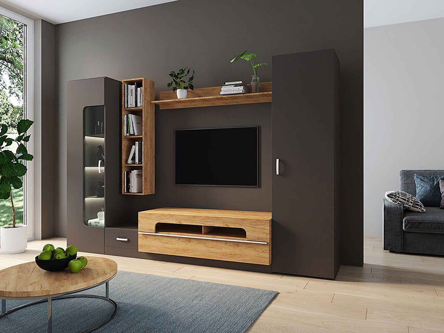 Стенка ТВА Loft - 20, Бронзовый Век + Дуб Вотан купить в Москве