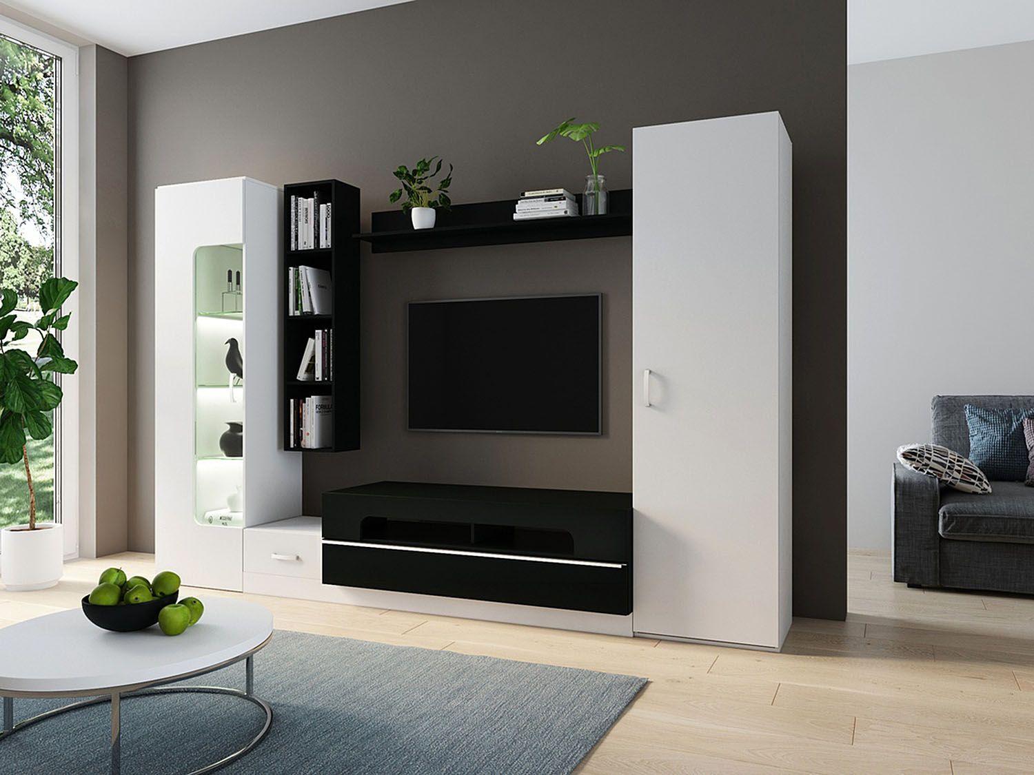Стенка ТВА Loft - 20, Белый Снег + Черный купить в Москве