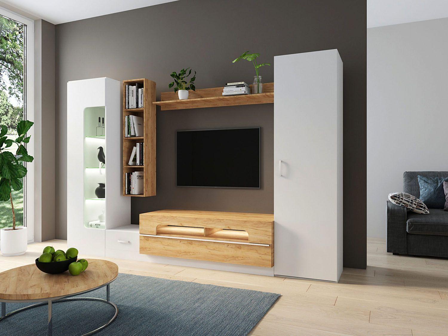 Стенка ТВА Loft - 20, Белый + Дуб Вотан купить в Москве