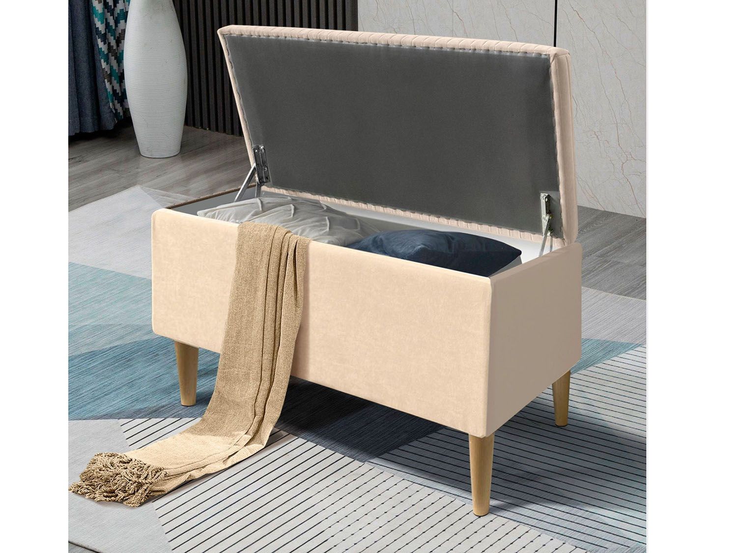 Банкетка А10 с ящиком бежевый №4 купить в Москве