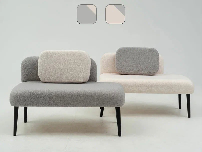 Банкетка со смещенной спинкой / букле молочный купить в Москве Банкетка со смещенной спинкой / букле молочный купить в Москве