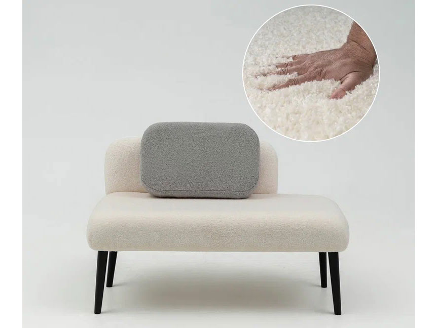 Банкетка со смещенной спинкой / букле молочный купить в Москве Банкетка со смещенной спинкой / букле молочный купить в Москве