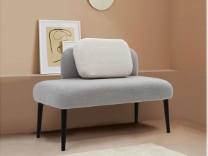 Банкетка со смещенной спинкой / букле серый