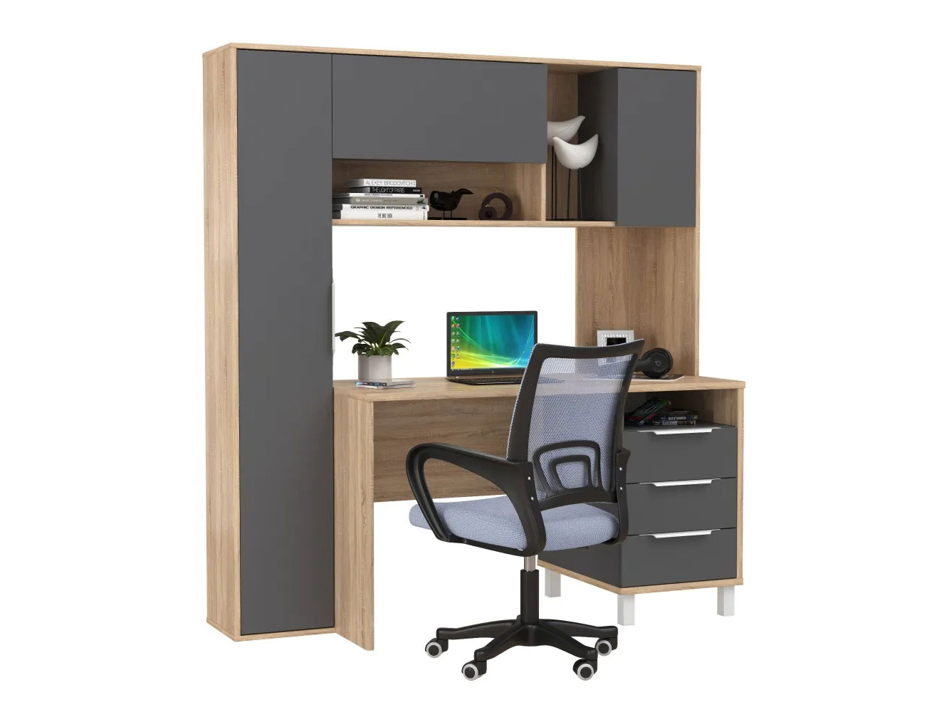 Стол компьютерный Комфорт 12.95 N Дуб Сонома / Темно-серый купить в Москве