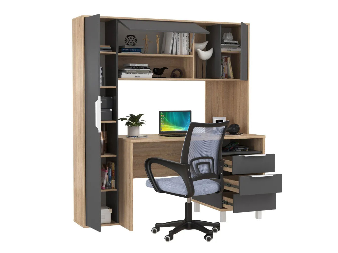 Стол компьютерный Комфорт 12.95 N Дуб Сонома / Темно-серый купить в Москве