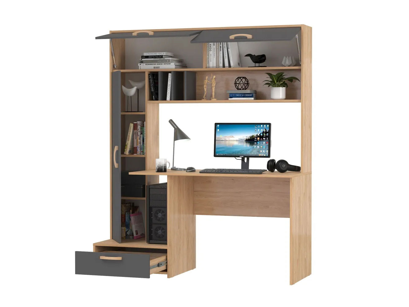 Стол письменный Лайт 03.243 H Гикори Рокфорд натуральный / Темно-серый купить в Москве