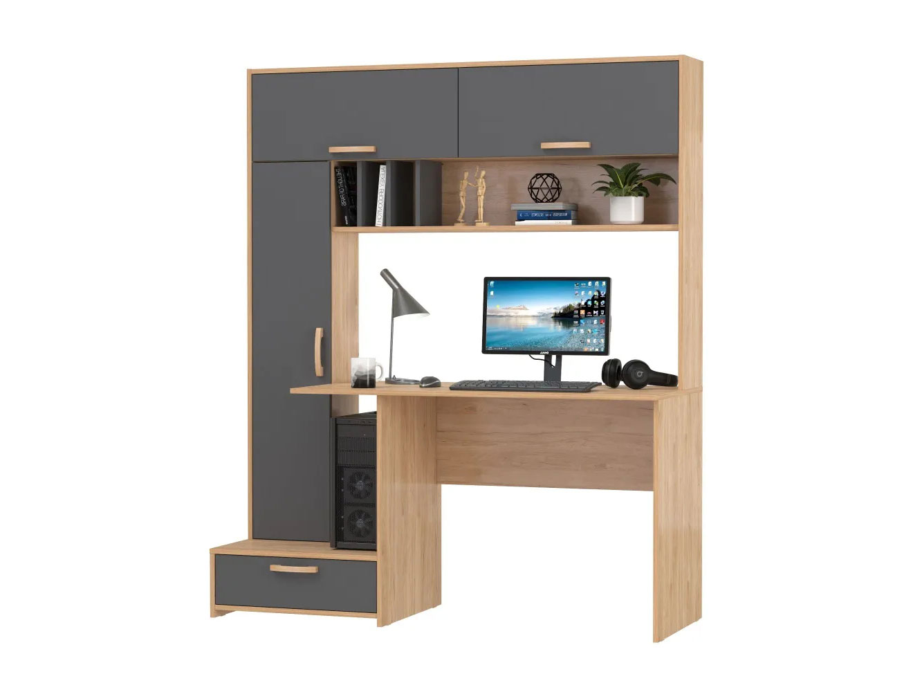 Стол письменный Лайт 03.243 H Гикори Рокфорд натуральный / Темно-серый купить в Москве