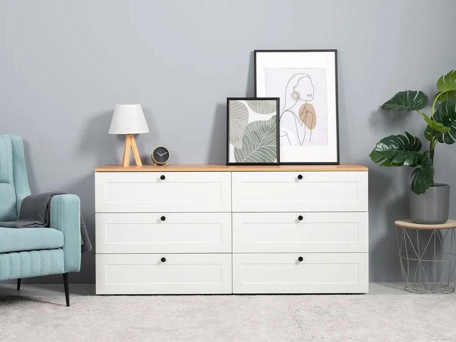 Комод Остин 16.240 Белый шагрень/Дуб Золотой CRAFT купить в Москве