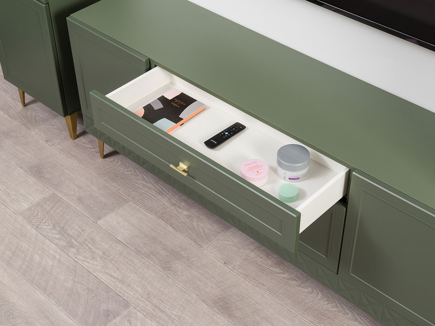 Тумба Марион 16.167, Дымчатый зеленый / Олива шагрень купить в Москве