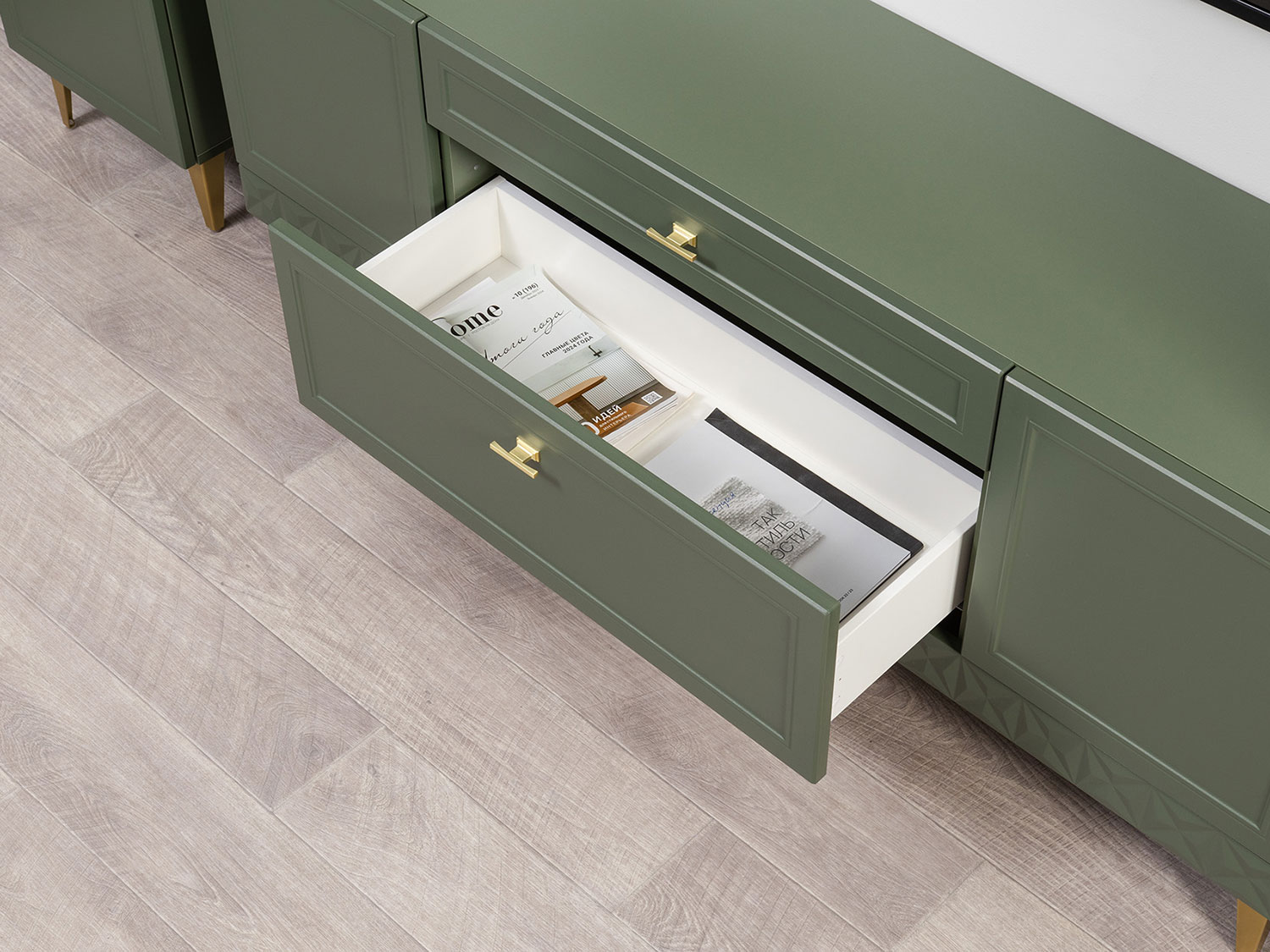 Тумба Марион 16.167, Дымчатый зеленый / Олива шагрень купить в Москве