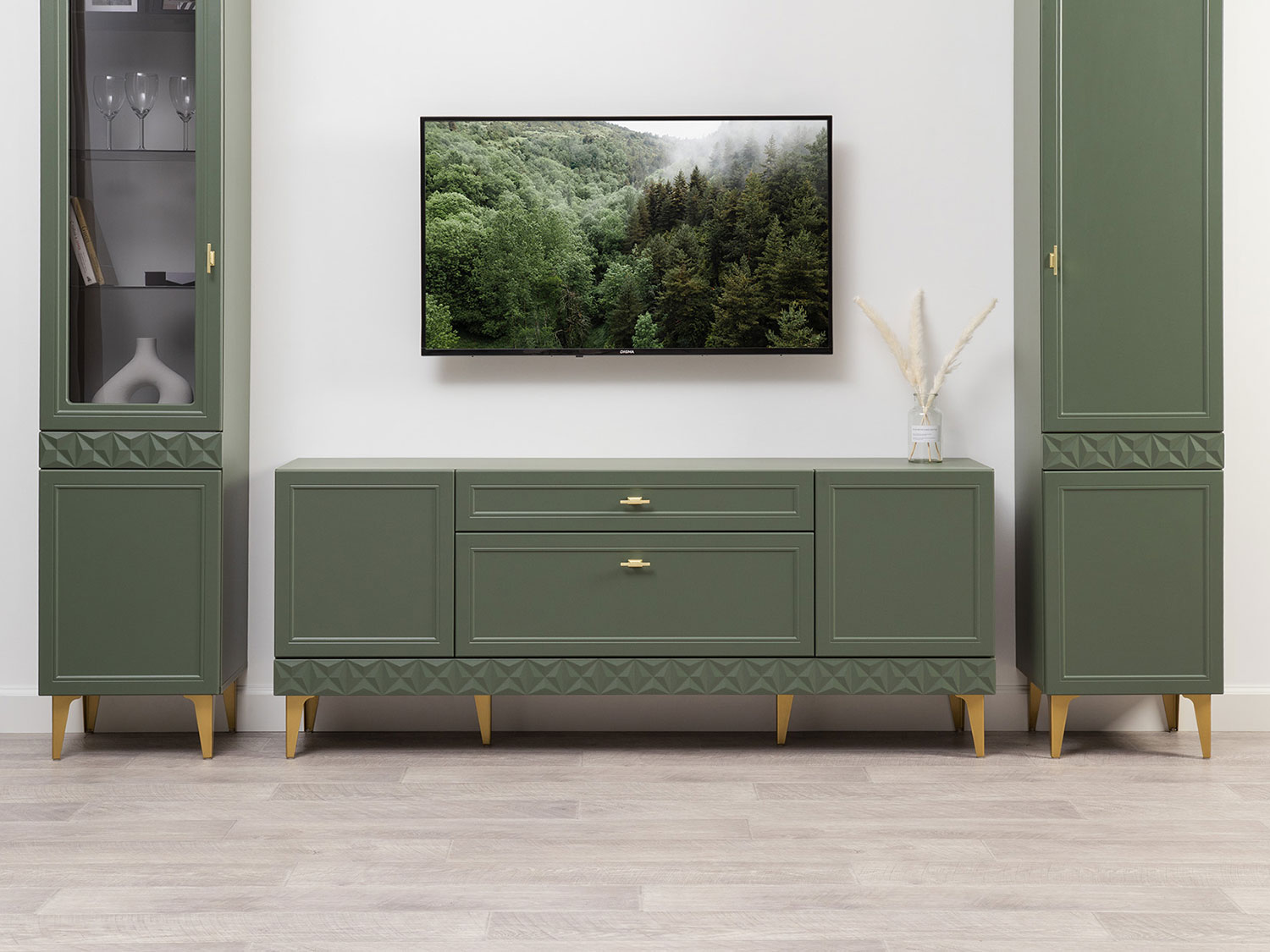 Тумба Марион 16.167, Дымчатый зеленый / Олива шагрень купить в Москве