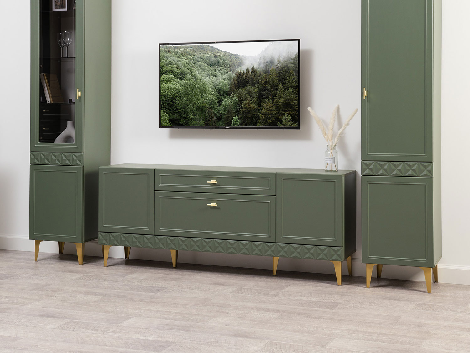 Тумба Марион 16.167, Дымчатый зеленый / Олива шагрень купить в Москве