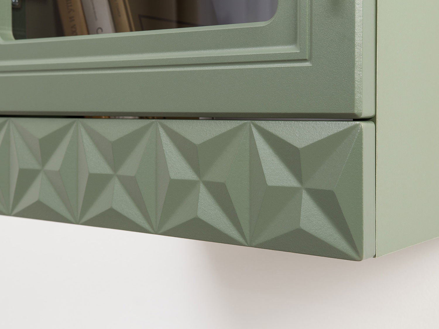 Шкаф навесной Марион 16.334, Дымчатый зеленый / Олива шагрень купить в Москве