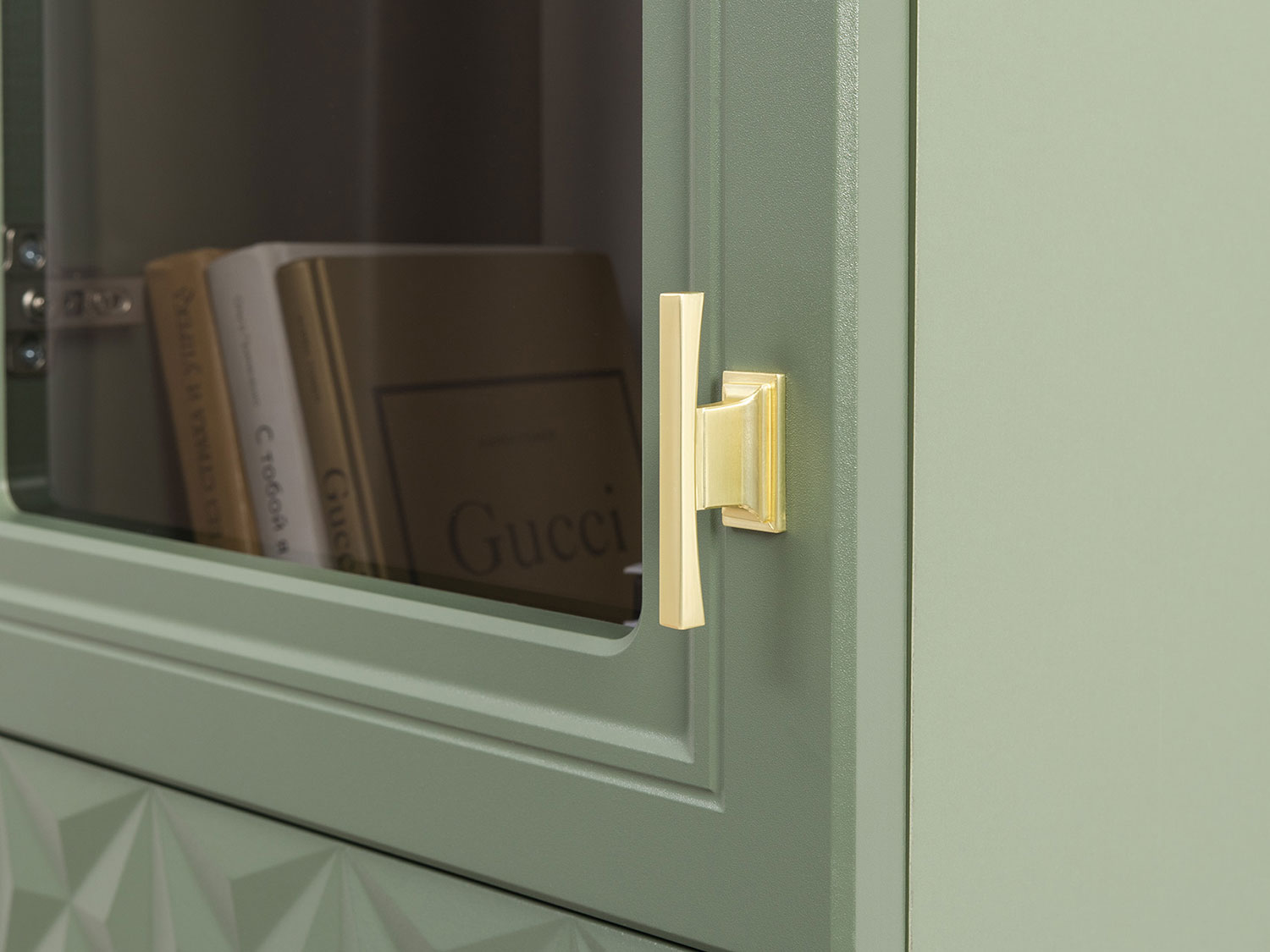 Шкаф навесной Марион 16.334, Дымчатый зеленый / Олива шагрень купить в Москве