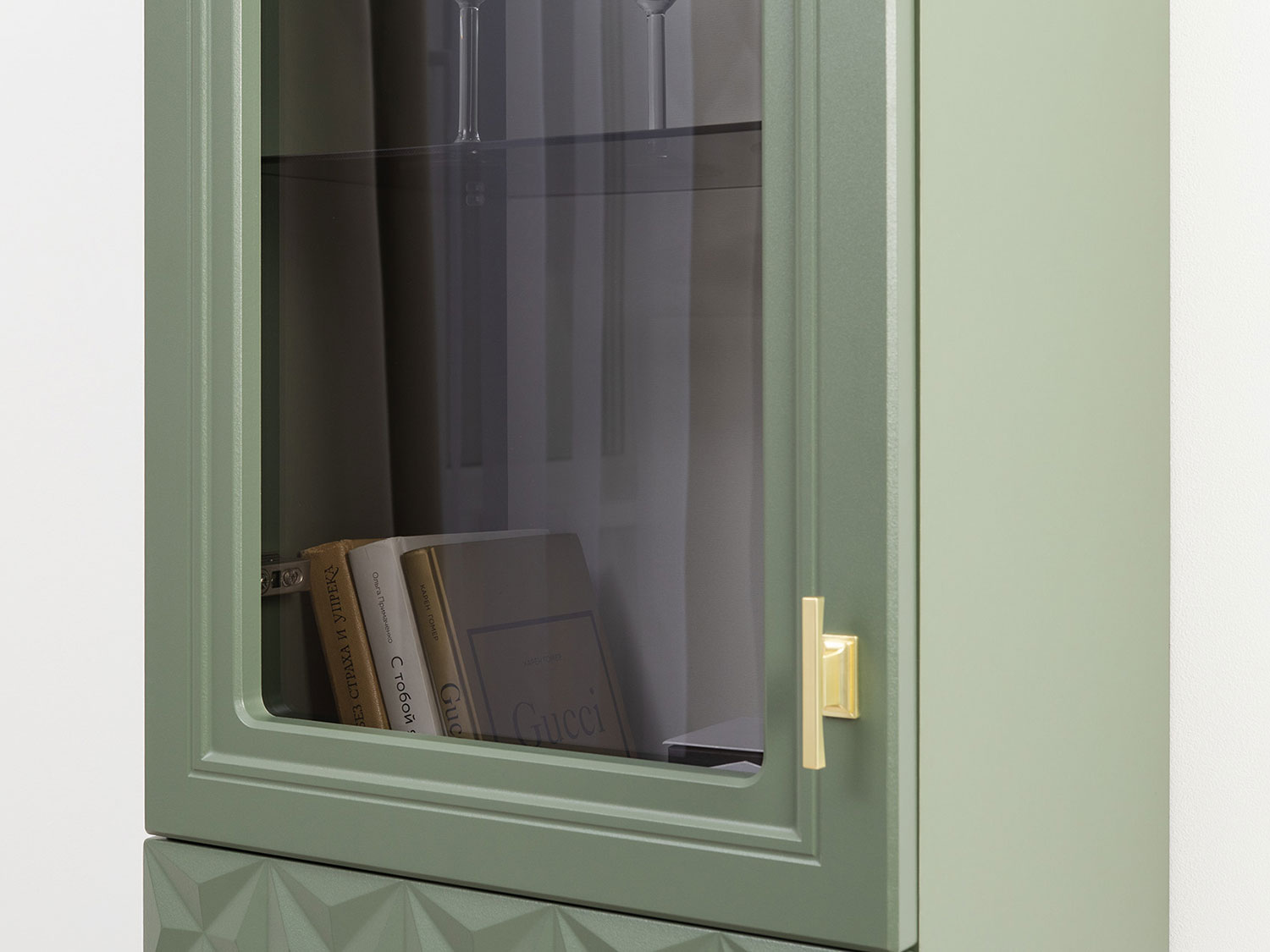 Шкаф навесной Марион 16.334, Дымчатый зеленый / Олива шагрень купить в Москве