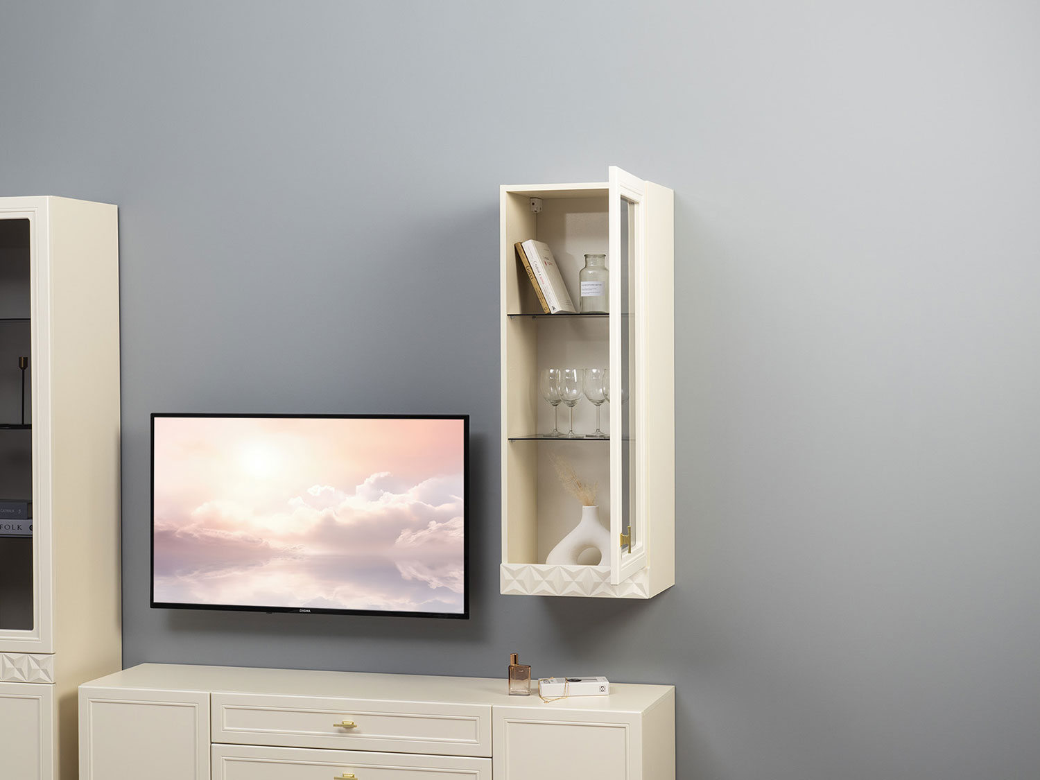 Шкаф навесной Марион 16.334, Слоновая кость купить в Москве