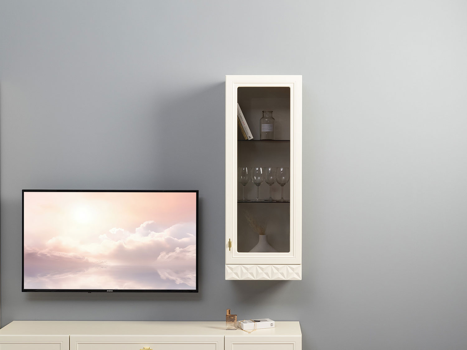 Шкаф навесной Марион 16.334, Слоновая кость купить в Москве