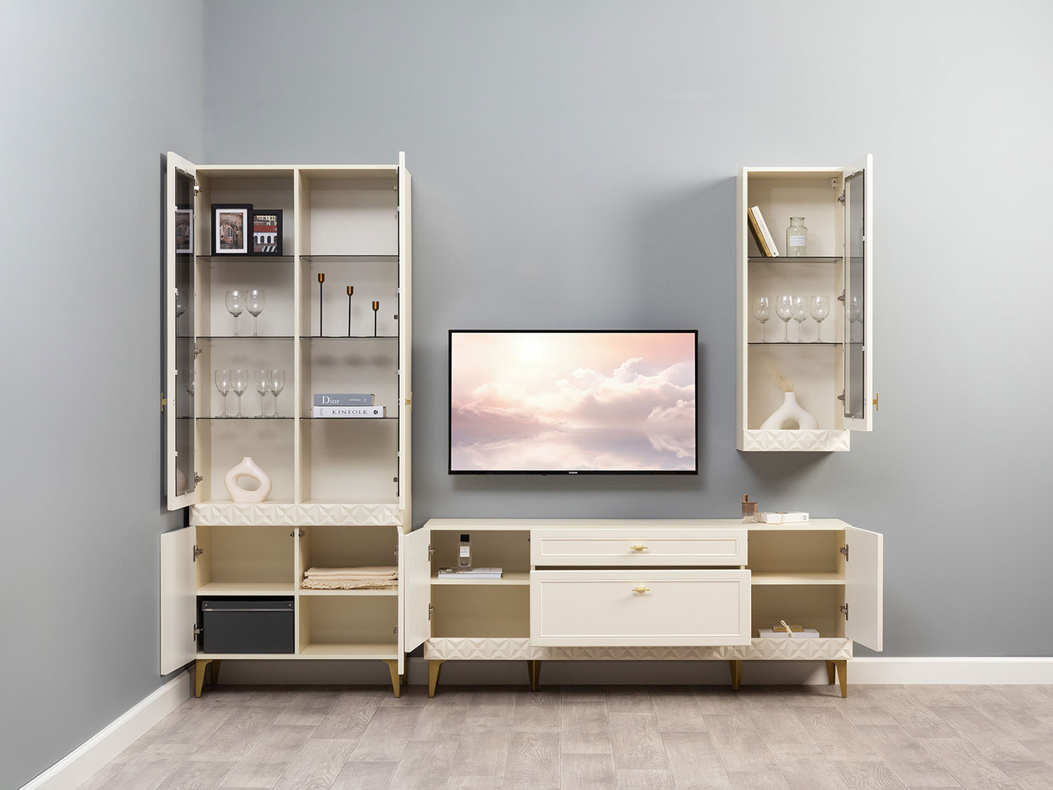 Шкаф навесной Марион 16.334, Слоновая кость купить в Москве